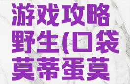 口袋莫蒂游戏攻略野生(口袋莫蒂蛋莫蒂在哪)