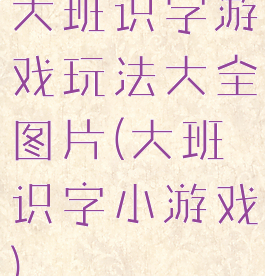 大班识字游戏玩法大全图片(大班识字小游戏)