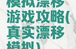 模拟漂移游戏攻略(真实漂移模拟)