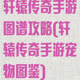 轩辕传奇手游图谱攻略(轩辕传奇手游宠物图鉴)