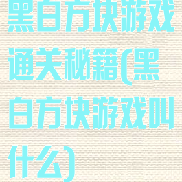 黑白方块游戏通关秘籍(黑白方块游戏叫什么)